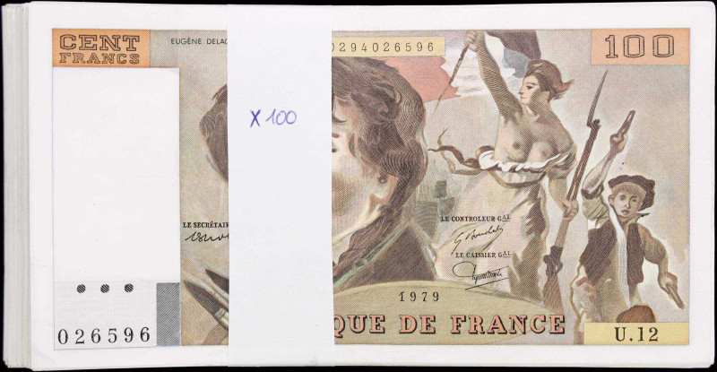 FRANCE. Lot of (100). Banque de France. 100 Francs, 1979. P-154a. Very Fine to A...