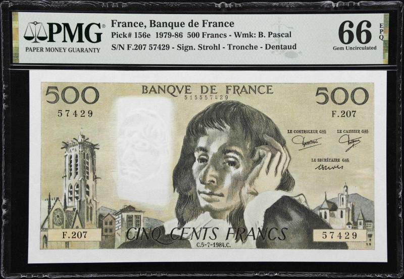 FRANCE. Banque de France. 500 Francs, 1984. P-156e. PMG Gem Uncirculated 66 EPQ....