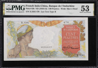 FRENCH INDO-CHINA. Lot of (2). Banque de l'Indochine. 100 Piastres, ND (1936-54). P-51d & 82b. PMG Extremely Fine 40 & About Uncirculated 53.
PMG Com...