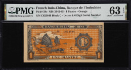 FRENCH INDO-CHINA. Lot of (2). Banque de l'Indochine & Gouvernement General de l'Indochine. 20 Cents & 1 Piastre, ND (1939-45). P-58c & 86d. PMG Choic...
