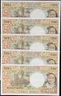 FRENCH PACIFIC TERRITORIES. Lot of (5). Institut d'Emission d'Outre-Mer. 1000 Francs, ND (1992-2013). P-2K. Consecutive. About Uncirculated to Uncircu...