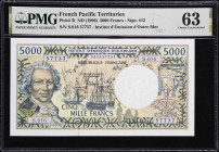 FRENCH PACIFIC TERRITORIES. Institut d'Emission d'Outre-Mer. 5000 Francs, ND (1996). P-3i. PMG Choice Uncirculated 63.

Estimate: $100.00- $200.00