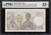 FRENCH WEST AFRICA. Lot of (2). Banque de l'Afrique Occidentale. 5 & 100 Francs, 1943-46. P-36 & 40. PMG Choice Very Fine 35 EPQ & Choice Uncirculated...