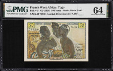 FRENCH WEST AFRICA. Institut d'Emission de l'Afrique Occidentale Francaise et du Togo. 50 Francs, ND (1956). P-45. PMG Choice Uncirculated 64.
PMG co...