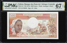 GABON. Banque des Etats de l'Afrique Centrale. 500 Francs, ND (1974). P-2c. PMG Superb Gem Uncirculated 67 EPQ.

Estimate: $100.00- $200.00