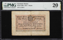 GERMAN STATES. Main Administration of Government Debts. 1 Thaler, 1824. P-S396. PMG Very Fine 20.

Estimate: $100.00- $200.00