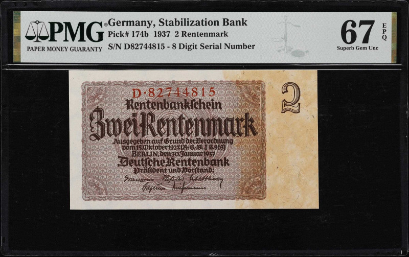 GERMANY. Lot of (2). Imperial Bank Note & Stabilization Bank. 2 Rentenmark & 50 ...