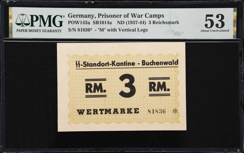 GERMANY. Buchenwald Canteen. 3 Reichsmark, ND (1937-44). P-Unlisted. SB1014a. PM...