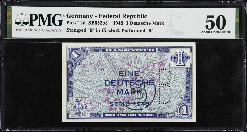 GERMANY, FEDERAL REPUBLIC. U.S. Army Command. 1 Deutsche Mark, 1948. P-2d. SB652...