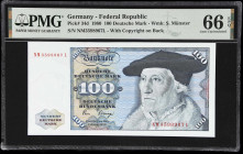 GERMANY, FEDERAL REPUBLIC. Deutsche Bundesbank. 100 Deutsche Mark, 1980. P-34d. PMG Gem Uncirculated 66 EPQ.

Estimate: $150.00- $250.00