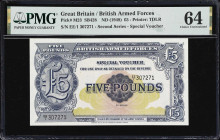 GREAT BRITAIN. Lot of (2). Bank of England & British Armed Forces. 5 Pounds, 1938 & ND (1948). P-335aB & M23. PMG Good 4 Net & Choice Uncirculated 64....