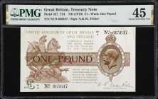 GREAT BRITAIN. Lords Commissioners of His Majesty's Treasury. 1 Pound, ND (1919). P-357. PMG Choice Extremely Fine 45.

Estimate: $100.00- $200.00
