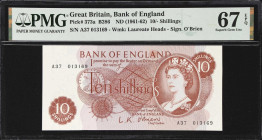 GREAT BRITAIN. Lot of (4). Bank of England. 10 Shillings, 5, 10 & 20 Pounds, ND (1961-2016). P-373a, 378e, 392b & 395a. B286, B345, B409, & B415. PMG ...