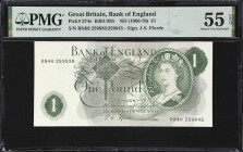 GREAT BRITAIN. Bank of England. 1 Pound, ND (1966-70). P-374e. B305. Mismatched Serial Number. PMG About Uncirculated 55 EPQ.
Mismatched serial numbe...