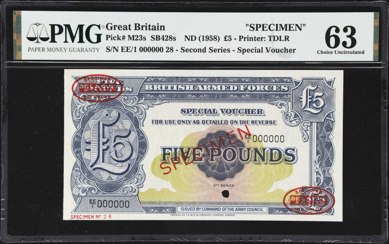 GREAT BRITAIN. British Armed Forces. 5 Pounds, ND (1958). P-M23s. SB428s. Specim...