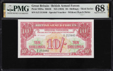 GREAT BRITAIN. British Armed Forces. 10 Shillings, ND (1956). P-M28a. SB438. PMG Superb Gem Uncirculated 68 EPQ.

Estimate: $75.00- $125.00