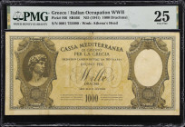 GREECE. Cassa Mediterranea per la Grecia. 1000 Drachmai, ND (1941). P-M6. SB466. PMG Very Fine 25.

Estimate: $50.00- $75.00