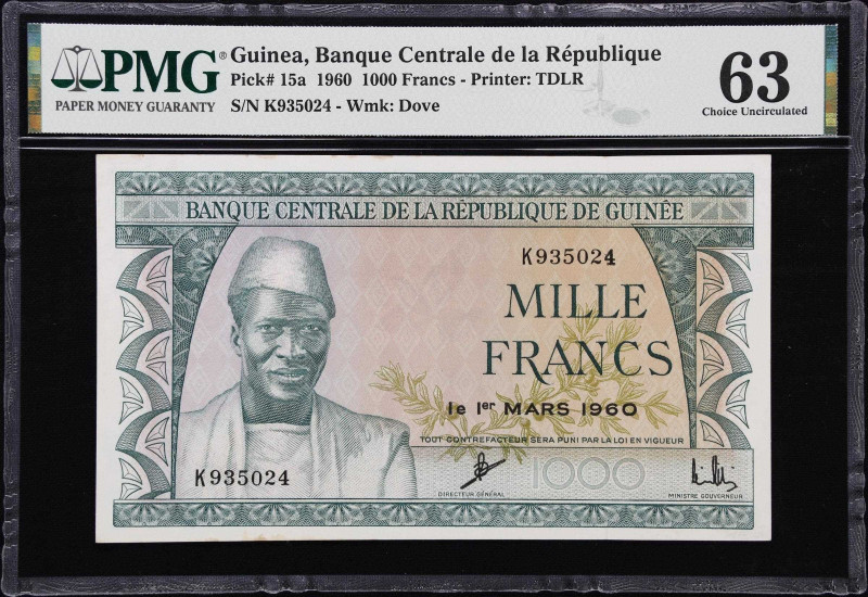 GUINEA. Banque Centrale de la Republique de Guinee. 1000 Francs, 1960. P-15a. PM...