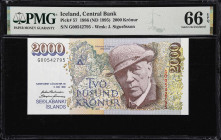 ICELAND. Sedlabanki Islands. 2000 Kronur, 1986 (ND 1995). P-57. PMG Gem Uncirculated 66 EPQ.

Estimate: $200.00- $400.00