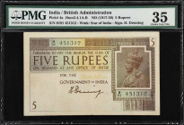 INDIA. Government of India. 5 Rupees, ND (1917-30). P-4a. Jhun3.4.1A. PMG Choice Very Fine 35.

Estimate: $200.00- $400.00