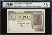 INDIA. Government of India. 5 Rupees, ND (1917-30). P-4a. Jhun3.4.1A. PMG Choice Very Fine 35.
PMG Comments "Spindle Hole at Issue, Pinholes."

Est...