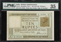 INDIA. Government of India. 10 Rupees, ND (1917-30). P-6. Jhun&Rez 3.6A.1. PMG Choice Very Fine 35.
Green with King George V at top right, star of In...