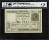 INDIA. Government of India. 10 Rupees, ND (1917-30). P-6. Jhun3.6A.1. PMG Very Fine 30.
The obverse shows green underprint, King George V at top righ...