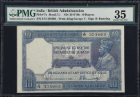 INDIA. Government of India. 10 Rupees, ND (1917-1930). P-7a. Jhun3.7.1. PMG Choice Very Fine 35.
Signed by Denning. King George V watermark at left a...