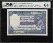 INDIA. Government of India. 10 Rupees, ND (1917-30). P-7b. Jhun&Rez 3.7.2. PMG Choice Uncirculated 64.
A popular and lovely high grade early British ...