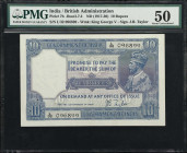 INDIA. Government of India. 10 Rupees, ND (1917-30). P-7b. Jhun3.7.2. PMG About Uncirculated 50.
Blue on light green, George V at right, signed by J....