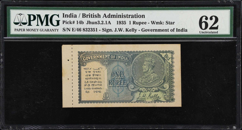 INDIA. Government of India. 1 Rupee, 1935. P-14b. Jhun3.2.1A. PMG Uncirculated 6...