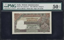 INDIA. Government of India. 5 Rupees, ND (1928-35). P-15b. Jhun3.5.2. PMG About Uncirculated 50 EPQ.
Printed signature of J.W. Kelly. Portrait of Kin...