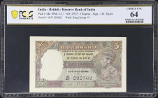 INDIA. Lot of (2). Reserve Bank of India. 5 Rupees, ND (1937). P-18a. Consecutive. PCGS Banknote Choice Uncirculated 64 & Gem Uncirculated 65 PPQ.
Se...