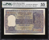 INDIA. Reserve Bank of India. 100 Rupees, ND (1957-62). P-44. Jhun&Rez 6.7.4.1. PMG About Uncirculated 55.
PMG comments "Staple Holes at Issue, Stain...