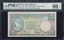 INDONESIA. Bank Indonesia. 100 Rupiah, ND (1957). P-51. PMG Gem Uncirculated 66 EPQ.

Estimate: $200.00- $400.00