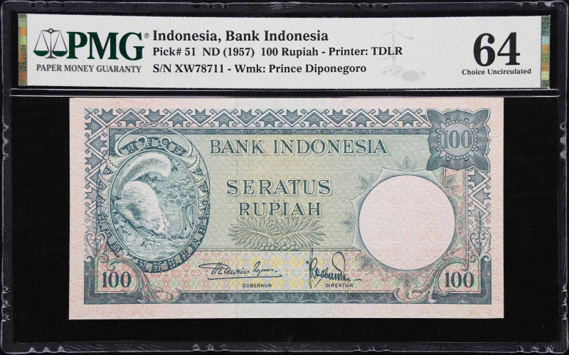 INDONESIA. Bank Indonesia. 100 Rupiah, ND (1957). P-51. PMG Choice Uncirculated ...