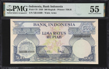 INDONESIA. Lot of (2). Bank Indonesia. 100 & 500 Rupiah, ND (1957) & 1959. P-51 & 70. PMG About Uncirculated 55 & Choice About Uncirculated 58.

Est...