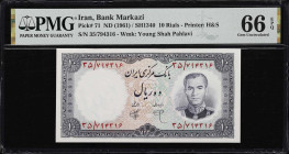 IRAN. Bank Markazi Iran. 10 Rials, ND (1961). P-71. PMG Gem Uncirculated 66 EPQ.

Estimate: $100.00- $150.00