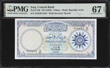 IRAQ. Central Bank of Iraq. 1 Dinar, ND (1959). P-53b. PMG Superb Gem Uncirculated 67 EPQ.

Estimate: $300.00- $500.00