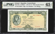 IRELAND. Lot of (2). Central Bank of Ireland. 1 Pounds, 1975. P-64c. LTN60a-b. Consecutive. PMG Gem Uncirculated 65 EPQ.
Serial numbers 04L120873-874...