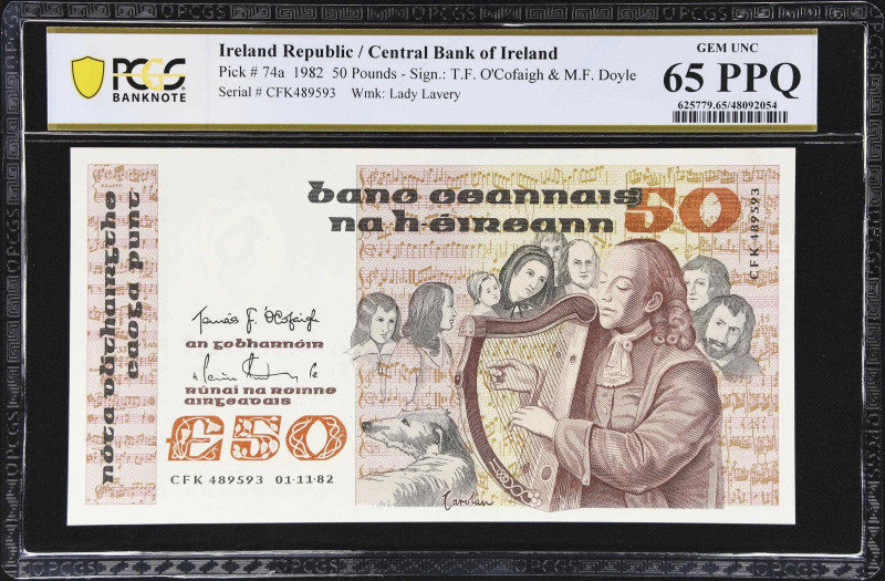 IRELAND. Central Bank of Ireland. 50 Pounds, 1982. P-74a. PCGS Banknote Gem Unci...