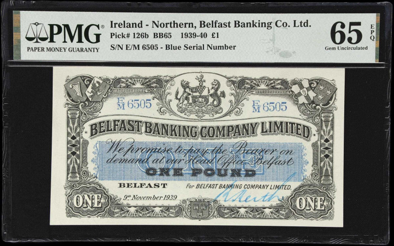 IRELAND, NORTHERN. Belfast Banking Company Limited. 1 Pound, 1939. P-126b. PMG G...