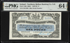 IRELAND, NORTHERN. Belfast Banking Company Limited. 1 Pound, 1939. P-126b. PMG Choice Uncirculated 64 EPQ.

Estimate: $150.00- $250.00