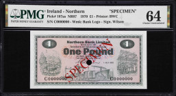 IRELAND, NORTHERN. Lot of (4). Northern Bank Limited. 1, 5, 20 & 50 Pounds, 1970. P-187as, 188as, 190as & 191as. NR87, NR90, NR101, & NR105.. Specimen...