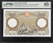 ITALY. Banca d'Italia. 100 Lire, 1941. P-55b. PMG Gem Uncirculated 65 EPQ.
Dated June 23rd, 1941. Azzolini-Urbini signature combination. Roma at cent...