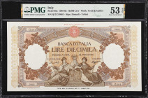 ITALY. Banca d'Italia. 10,000 Lire, 1957. P-89c. PMG About Uncirculated 53 EPQ.
Dated January 26th, 1957. Menichella-Boggione signature combination. ...