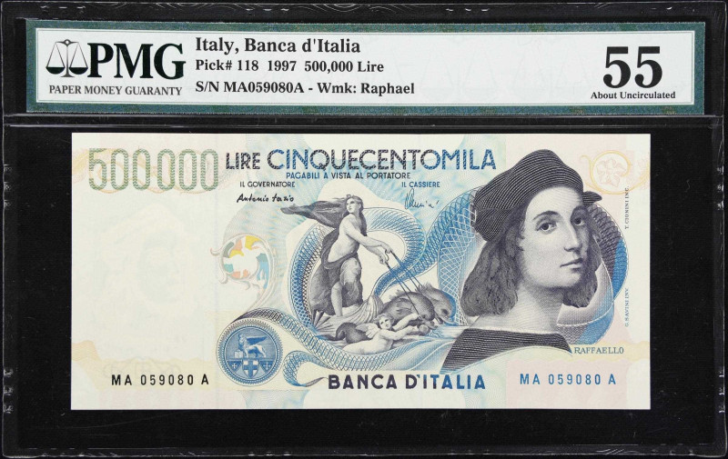 ITALY. Banca d'Italia. 500,000 Lire, 1997. P-118. PMG About Uncirculated 55.

...