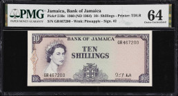 JAMAICA. Bank of Jamaica. 10 Shillings, 1960 (ND 1964). P-51Bc. PMG Choice Uncirculated 64.

Estimate: $100.00- $200.00