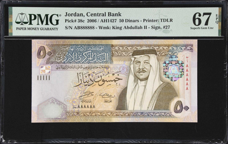 JORDAN. Central Bank of Jordan. 50 Dinars, ND (2006). P-38c. Solid #8's. PMG Sup...