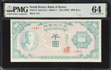 KOREA & SOUTH KOREA. Lot of (2). Bank of Chosen & Bank of Korea. 100 Won & 100 Yen, ND (1938-50). P-8 & 32a. K&C51.5 & K&C52.1. PMG About Uncirculated...
